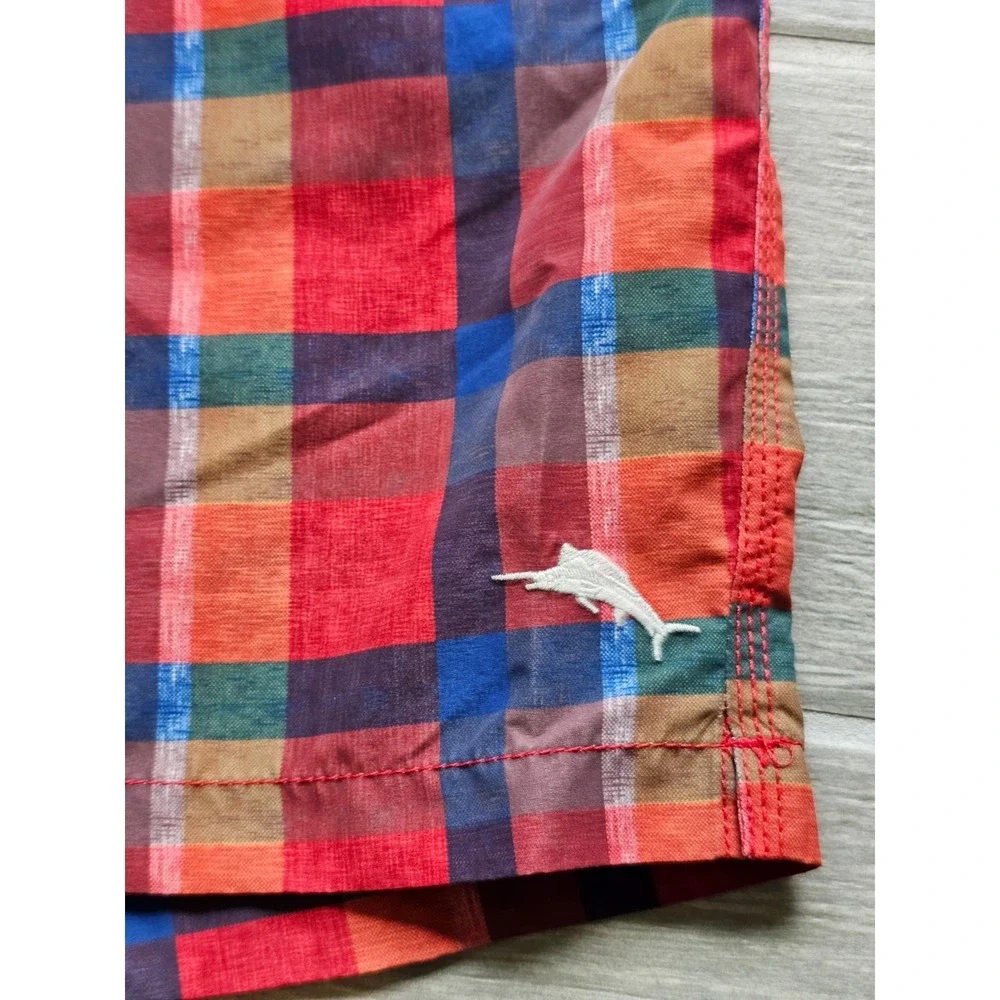 Tommy Bahama Relax Mens Swim Trunks XL Plaid Board Shorts Mesh Lined Drawstring